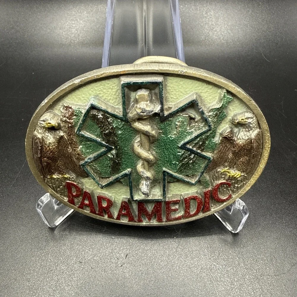 Vintage 1986 C&J Pewter Belt Buckle Paramedic EMT Made in USA